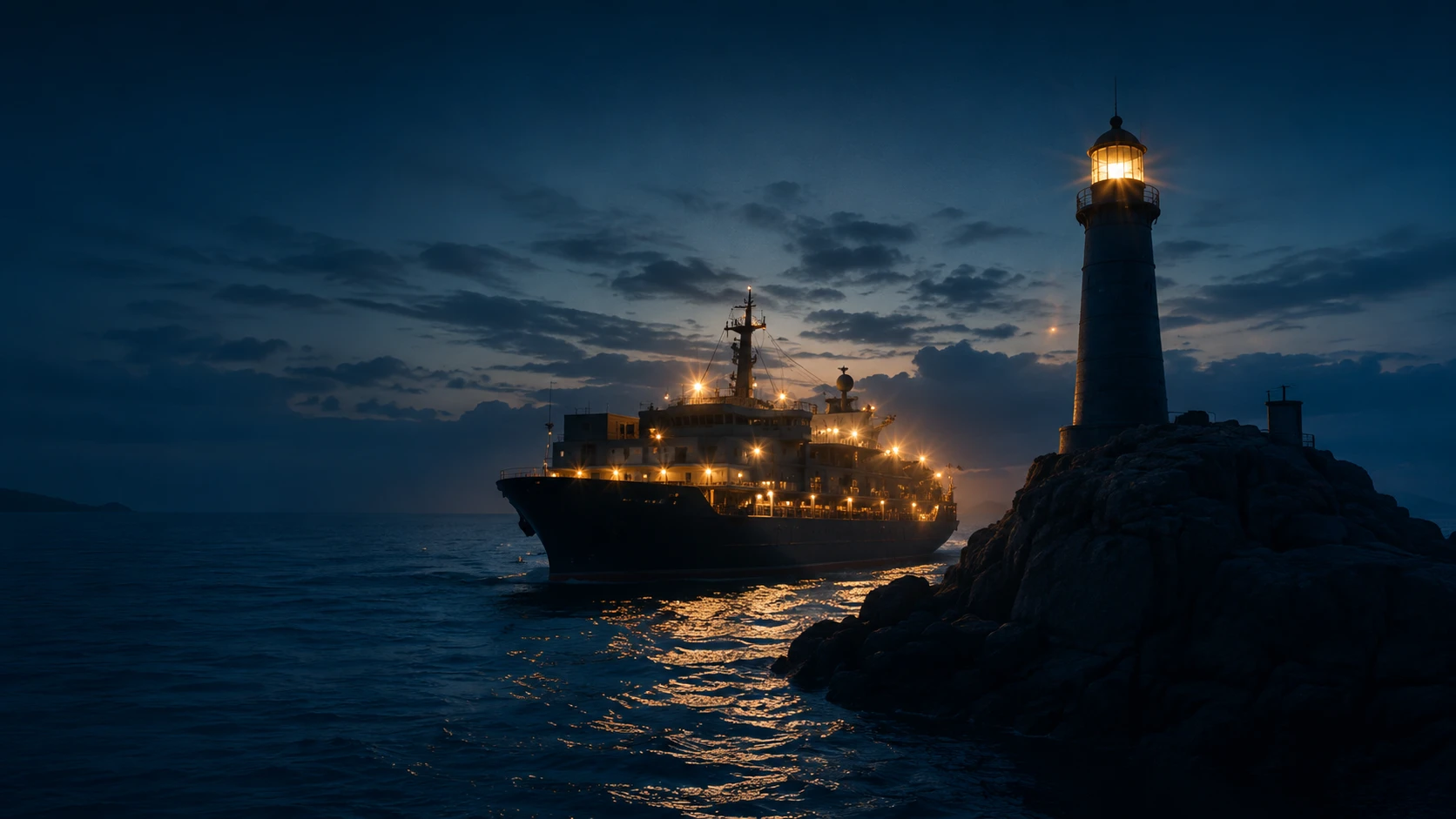Морское судно и маяк SEAES